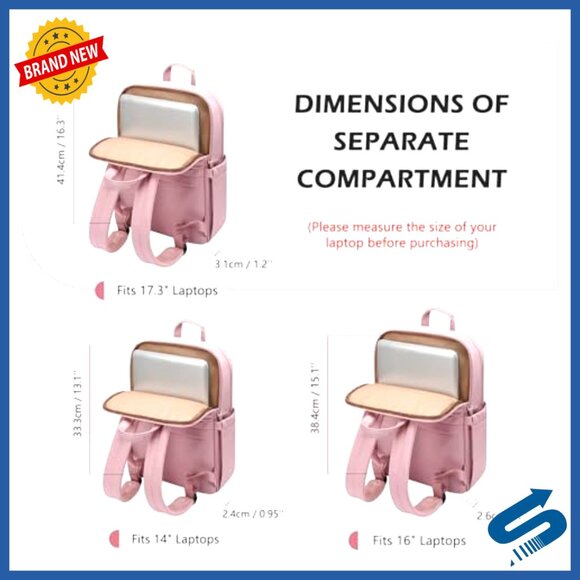 Slim Laptop Backpack Lightweight Business Commuter Bag Fits 17.3 Inch - Picture 4 of 6